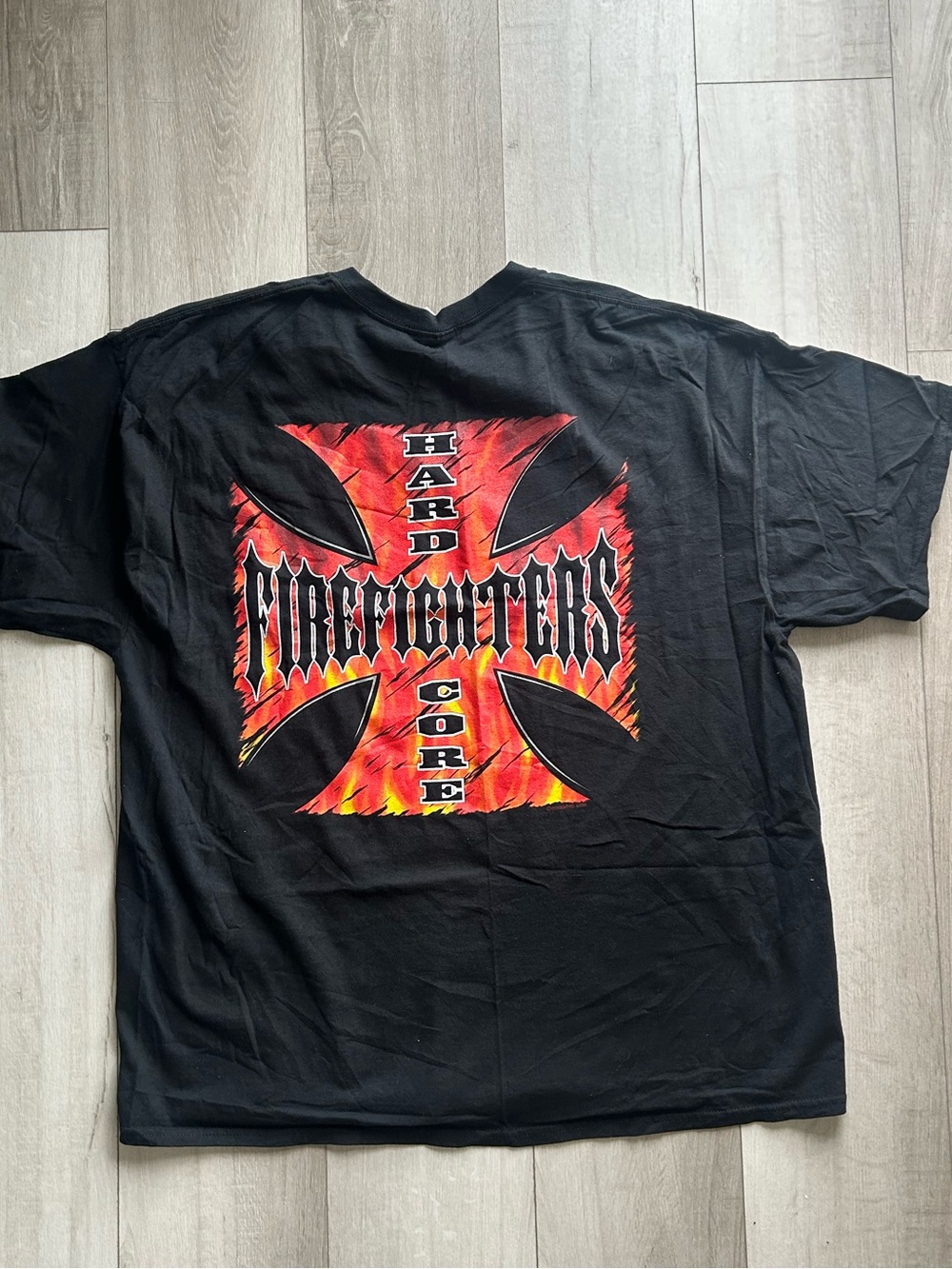 Weet Coast Choppers Like Tee Hard Core Firefighters Graphic Black Tee - Men 2XL